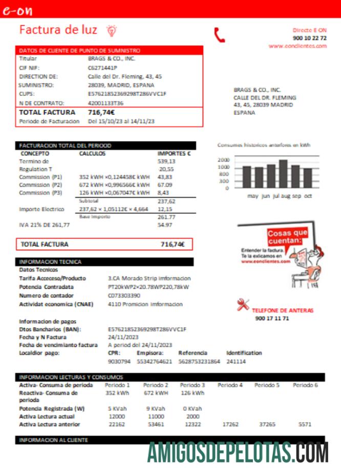 Projeto de lei de serviços públicos de eletricidade da E.ON Espanha, SCR exemplo real